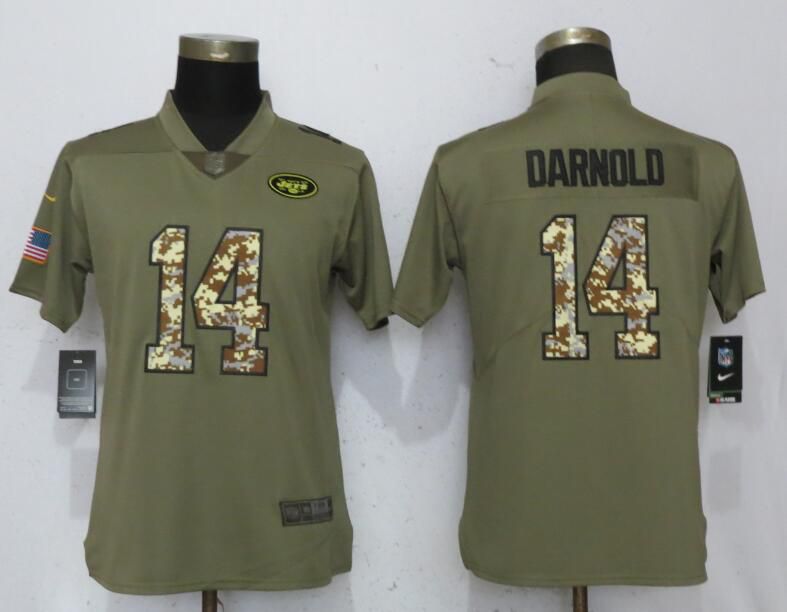 Women New York Jets #14 Darnold Olive Camo Carson Nike Salute to Service Player NFL Jerseys->chicago bears->NFL Jersey